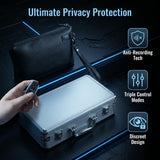 Elegirl Glitter Black Leather Privacy Protection Handbag – Multi-Control (Remote/Voice/Manual) Anti-Recording Device for Office, Conference, Car, Home